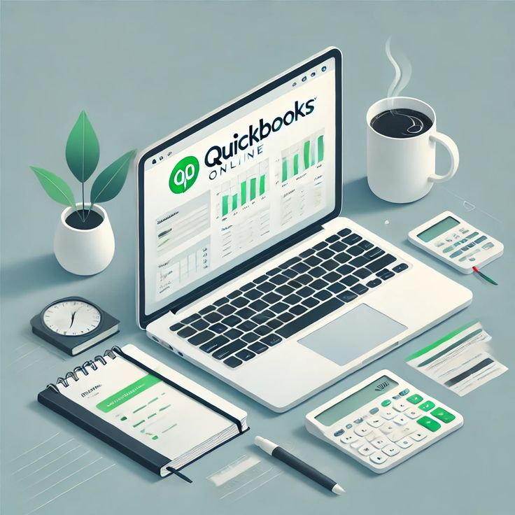 Bookkeeping software, calculator, and financial records